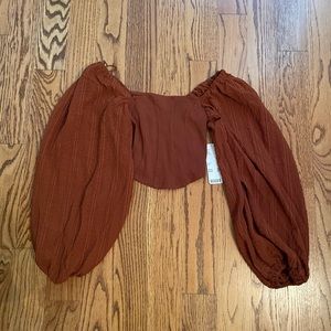 Russet Brown Off-Shoulder Crop Top